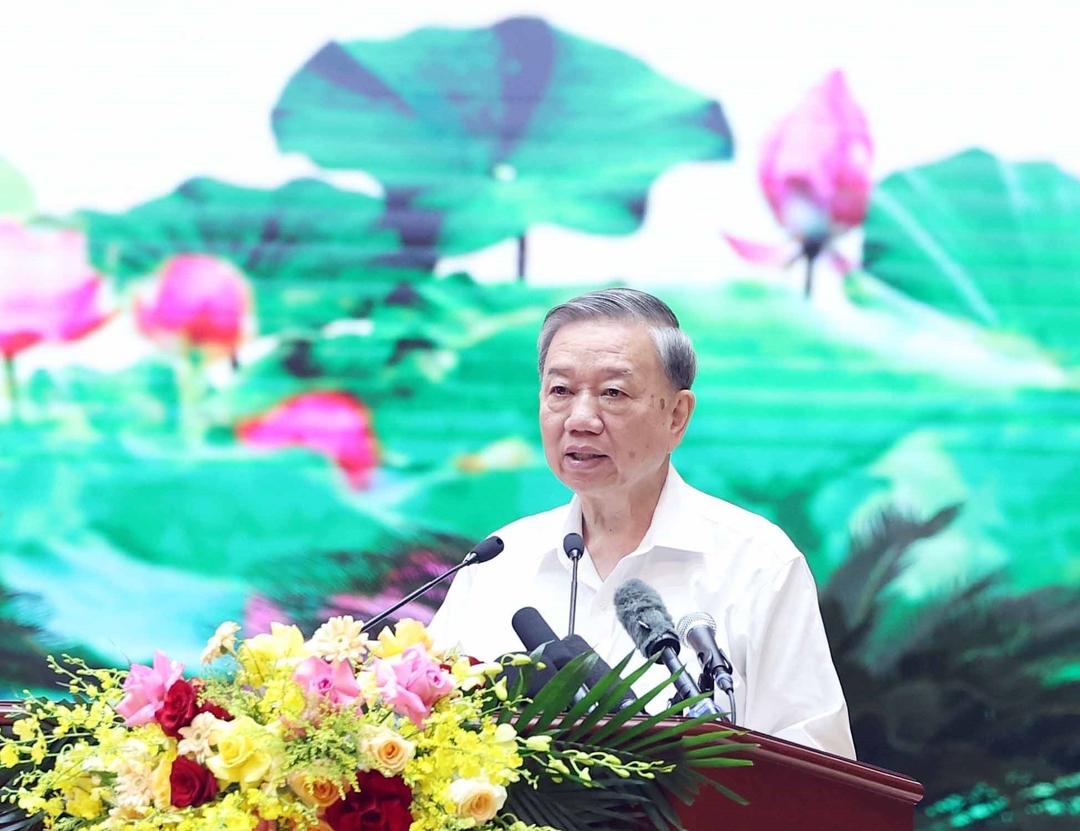 Tổng Bí thư Tô Lâm phát biểu.