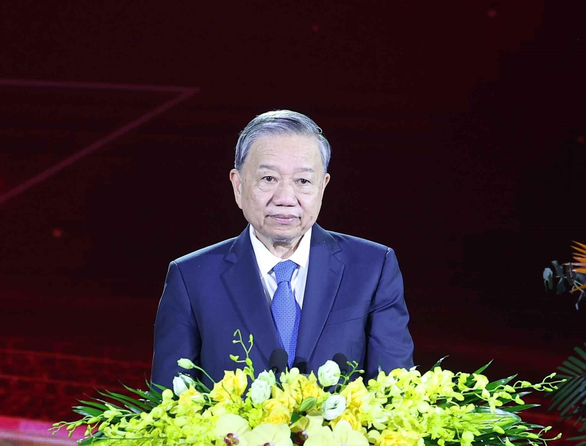 Tổng Bí thư Tô Lâm phát biểu tại buổi lễ. Ảnh: TTXVN