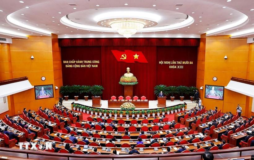 Quang cảnh Hội nghị lần thứ mười ba, Ban Chấp hành Trung ương Đảng khóa XIII. (Ảnh: Phương Hoa/TTXVN)