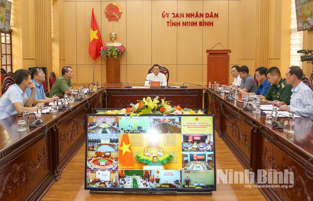 Quang cảnh hội nghị tại điểm cầu tỉnh Ninh Bình.