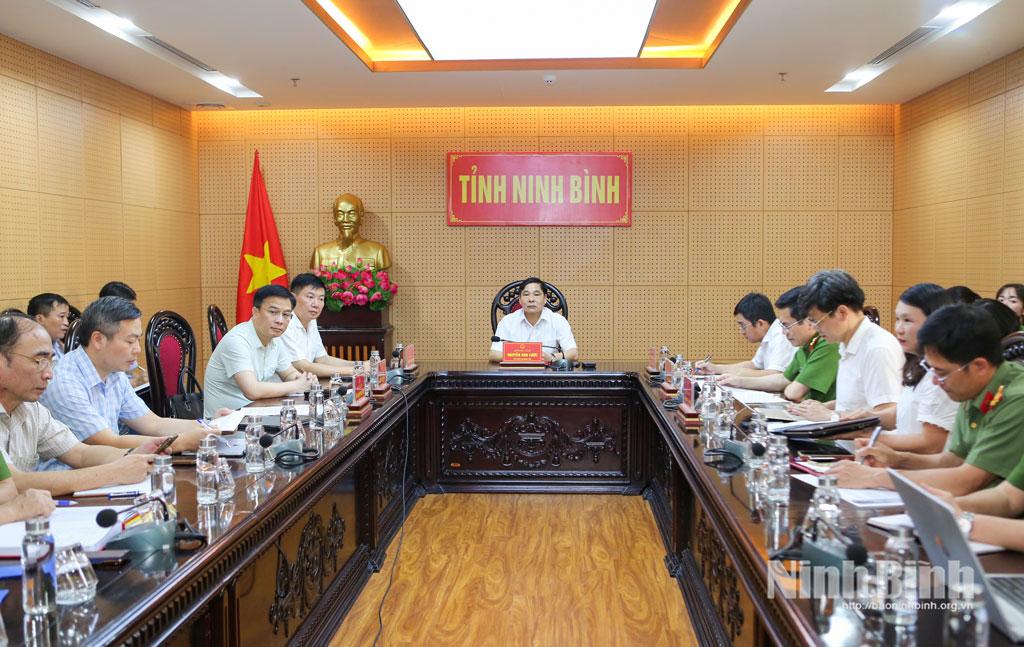 Quang cảnh hội nghị tại điểm cầu tỉnh Ninh Bình.