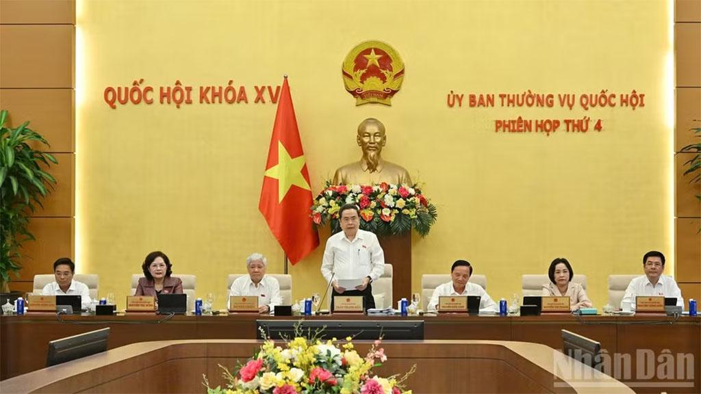 Chủ tịch Quốc hội Trần Thanh Mẫn phát biểu khai mạc phiên họp. (Ảnh: THỦY NGUYÊN)
