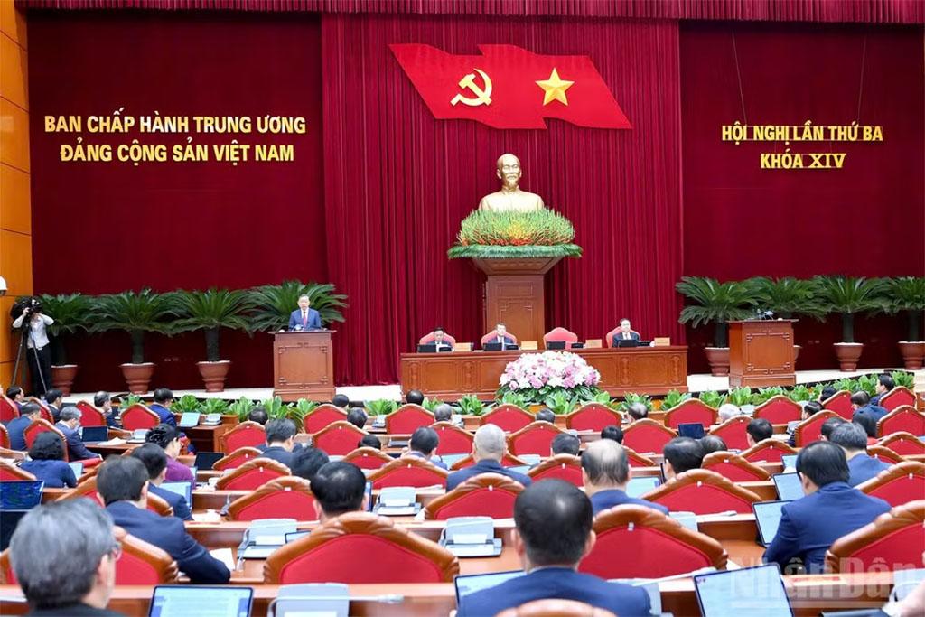 Khai mạc Hội nghị lần thứ 3 Ban Chấp hành Trung ương Đảng khóa XIV. (Ảnh: ĐĂNG KHOA)