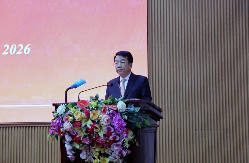 Chủ tịch UBND tỉnh Ninh Bình Nguyễn Thanh Bình phát biểu nhận nhiệm vụ. (Ảnh: TTXVN)