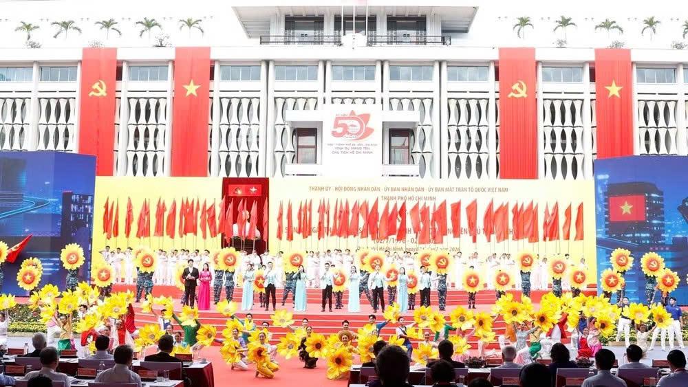 Chương trình nghệ thuật tại lễ kỷ niệm. (Ảnh: Thống Nhất/TTXVN)