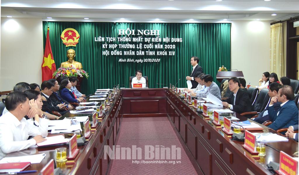 Thống nhất dự kiến nội dung kỳ họp cuối năm 2020 của HĐND tỉnh