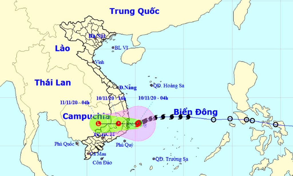 Bão số 12 tiến sát đất liền Bình Định đến Ninh Thuận