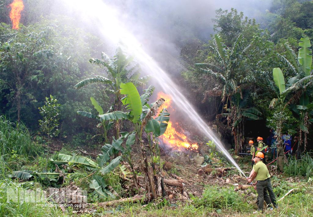Nho Quan diễn tập phương án phòng cháy, chữa cháy rừng