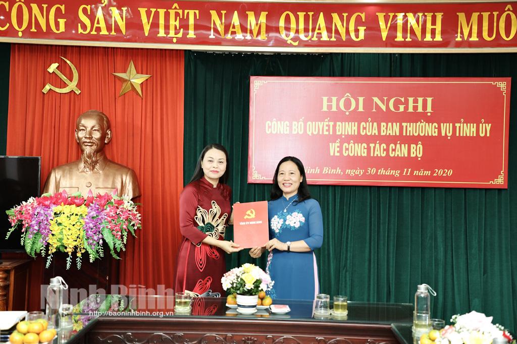 Công bố quyết định của Ban Thường vụ Tỉnh ủy về công tác cán bộ