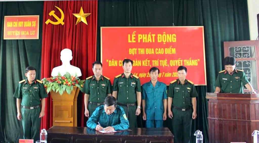 Ban CHQS huyện Hoa Lư phát động đợt thi đua cao điểm "Dân chủ, đoàn kết, trí tuệ, quyết thắng"