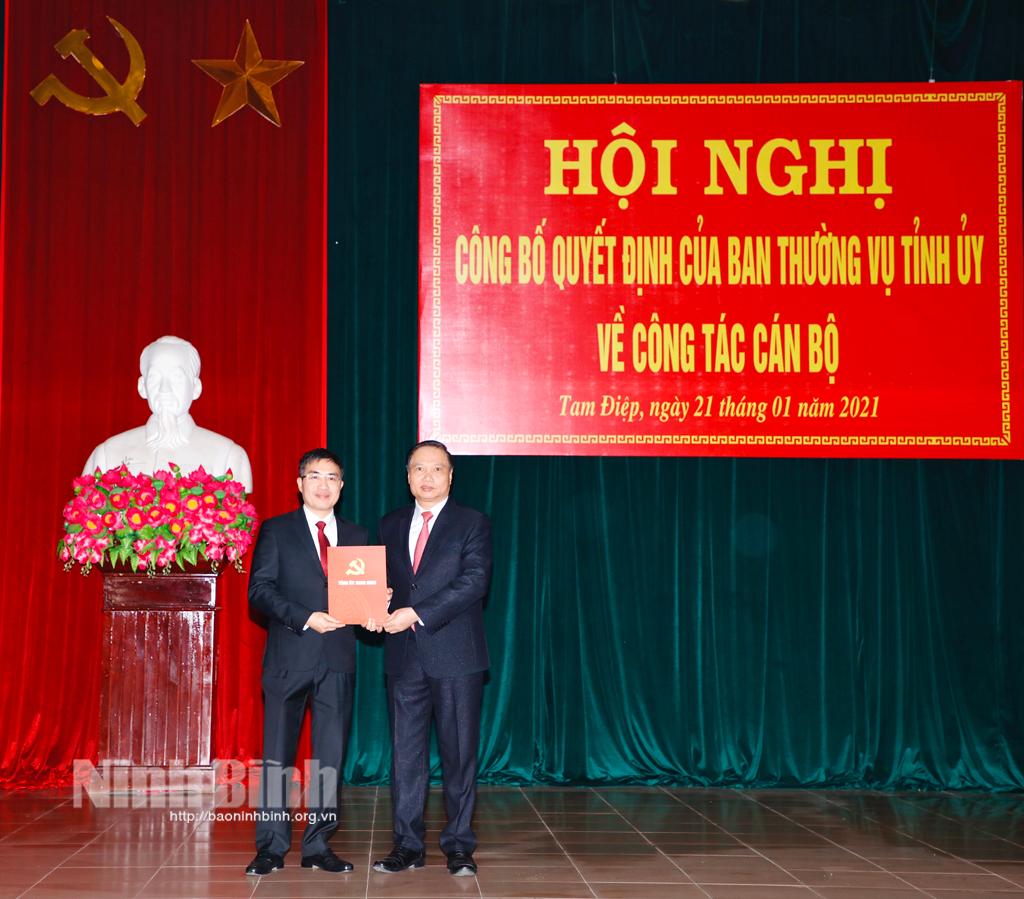 Công bố Quyết định của Ban Thường vụ Tỉnh ủy về công tác cán bộ tại thành phố Tam Điệp