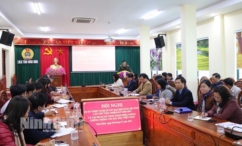 Liên đoàn lao động tỉnh quán triệt Nghị quyết Đại hội Đảng bộ tỉnh lần thứ XXII