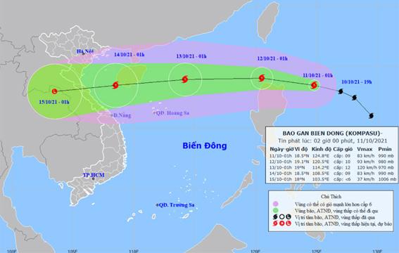 Bão Kompasu giật cấp 11 di chuyển nhanh và mạnh thêm