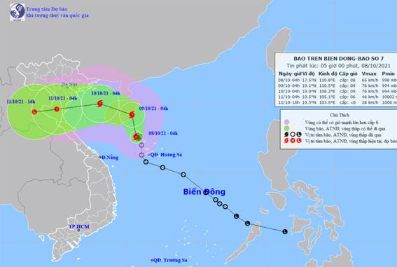 Bão số 7 giật cấp 10 trên Biển Đông