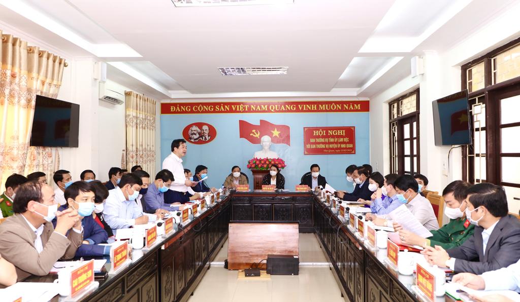 Ban Thường vụ Tỉnh ủy làm việc với Ban Thường vụ Huyện ủy Nho Quan