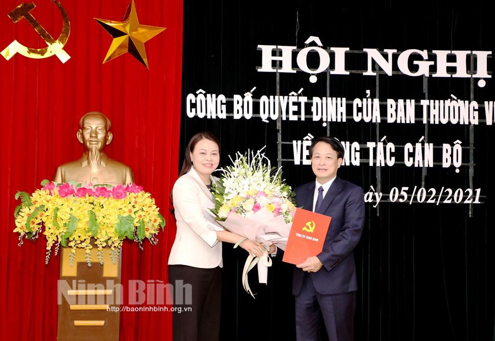 Công bố Quyết định của Ban Thường vụ Tỉnh ủy về công tác cán bộ tại Yên Mô