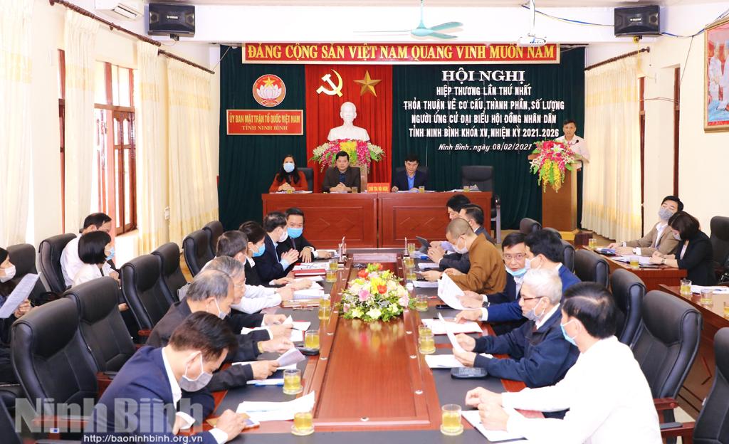 Hội nghị hiệp thương lần thứ nhất về người ứng cử đại biểu HĐND tỉnh Ninh Bình khóa XV, nhiệm kỳ 2021-2026
