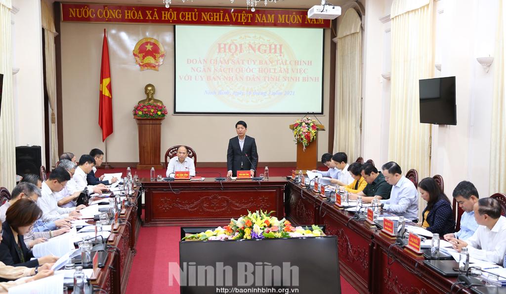 Đoàn giám sát Ủy ban Tài chính Ngân sách Quốc hội làm việc tại Ninh Bình