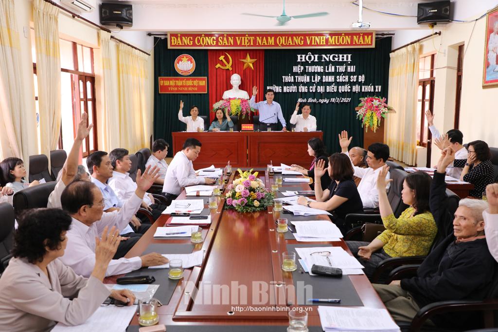 Hội nghị hiệp thương lần thứ hai thỏa thuận lập danh sách sơ bộ những người ứng cử đại biểu Quốc hội khóa XV