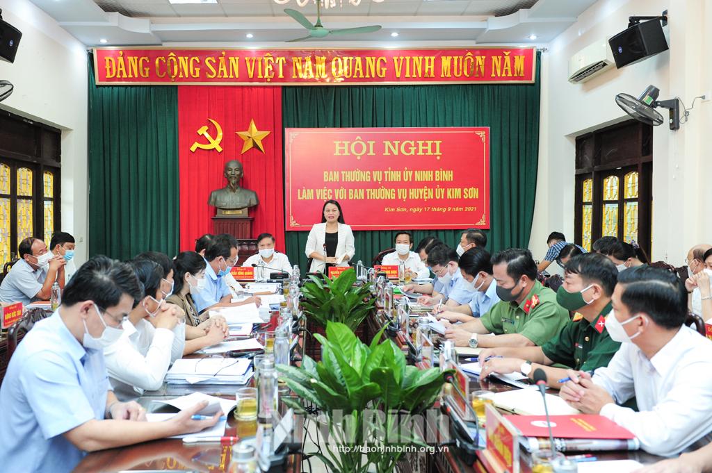 Ban Thường vụ Tỉnh ủy làm việc với Ban Thường vụ Huyện ủy Kim Sơn