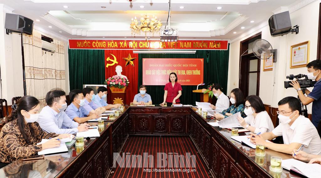 Đoàn ĐBQH tỉnh khảo sát tình hình thực hiện Luật Thi đua, khen thưởng