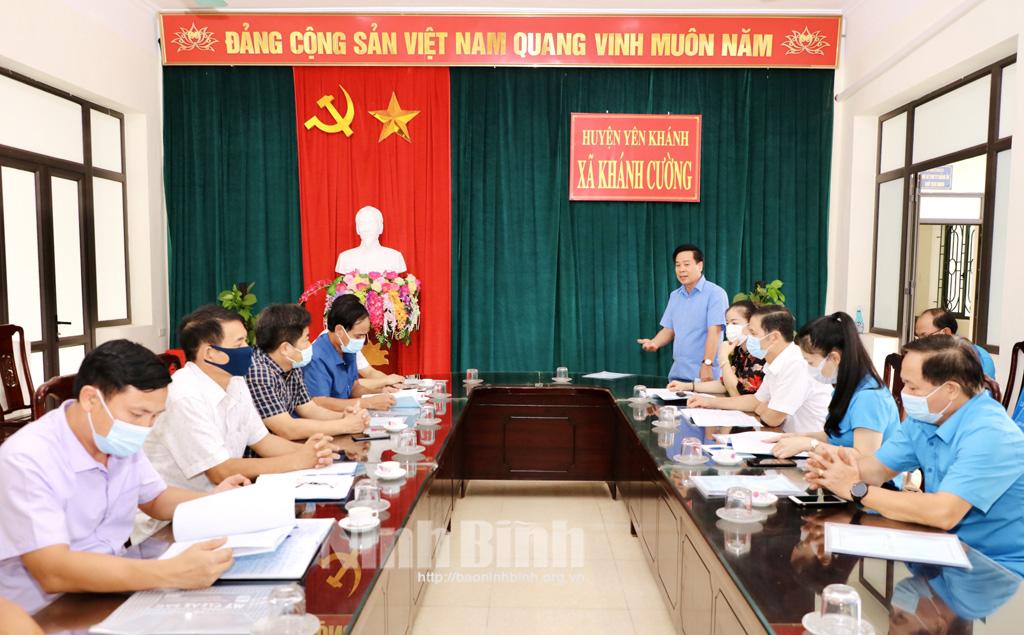 Liên đoàn lao động tỉnh làm việc với xã Khánh Cường về nội dung xây dựng nông thôn mới kiểu mẫu