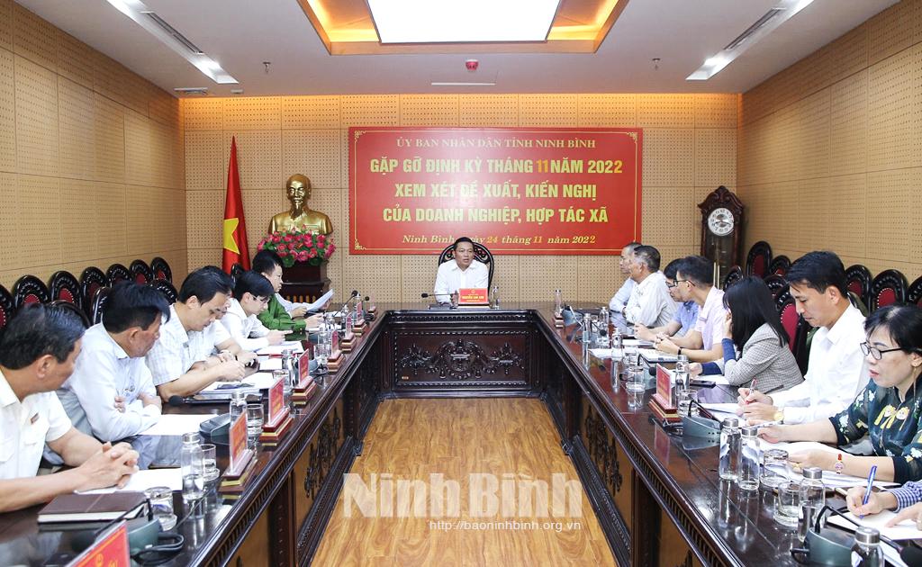 Lãnh đạo UBND tỉnh gặp gỡ, xem xét đề xuất, kiến nghị của doanh nghiệp, HTX tháng 11
