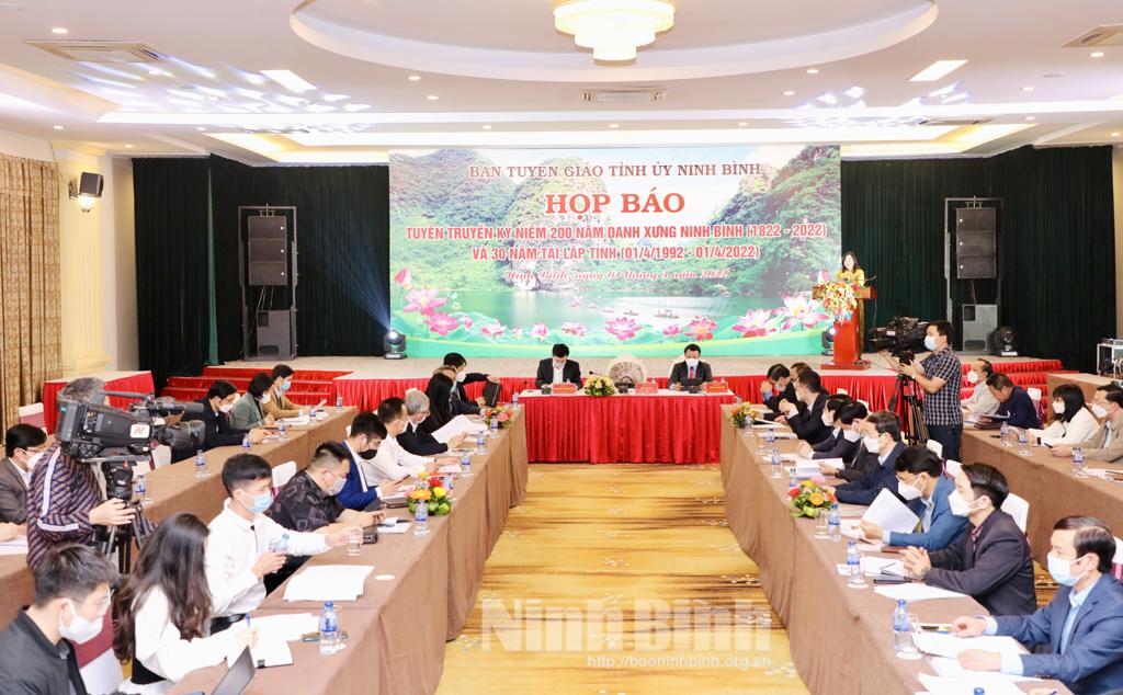 Họp báo tuyên truyền kỷ niệm 200 năm Danh xưng Ninh Bình (1822-2022) và 30 năm tái lập tỉnh (1/4/1992-1/4/2022)