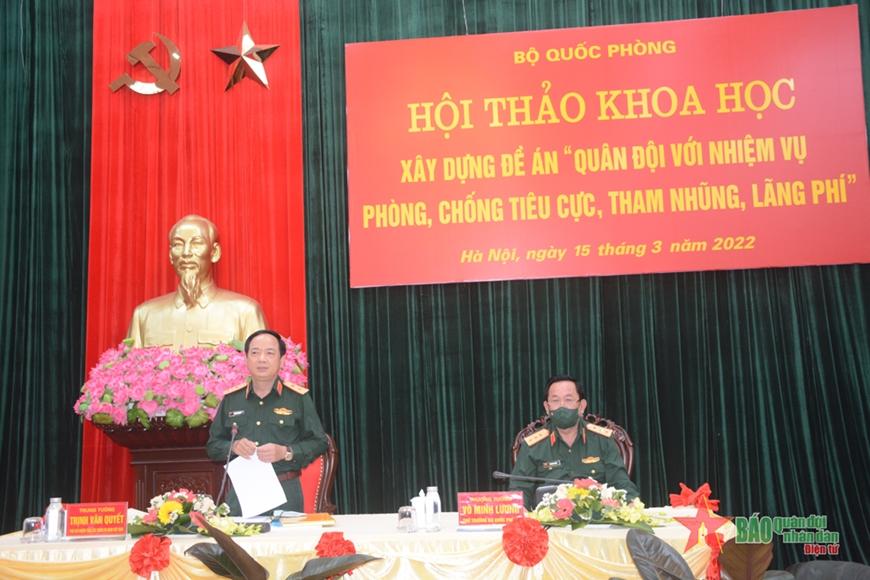 Hội thảo khoa học "Quân đội với nhiệm vụ phòng, chống tiêu cực, tham nhũng, lãng phí"