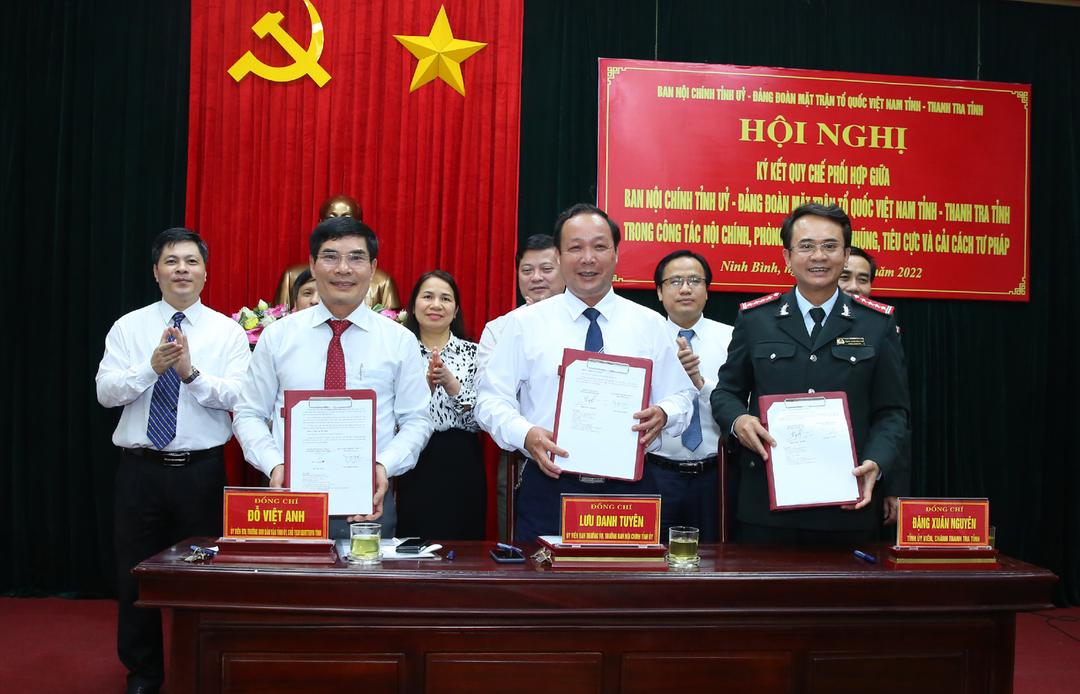 Ký kết Quy chế phối hợp giữa Ban Nội chính Tỉnh ủy- Đảng đoàn MTTQ Việt Nam tỉnh- Thanh tra tỉnh