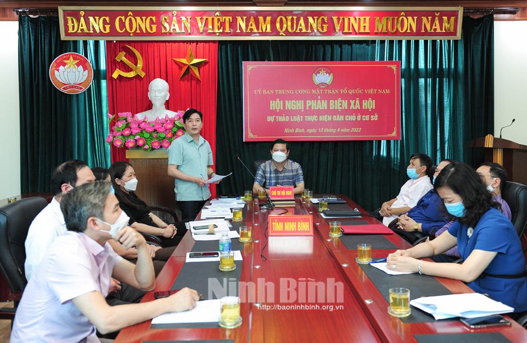 Hội nghị trực tuyến phản biện xã hội Dự thảo Luật Thực hiện dân chủ ở cơ sở