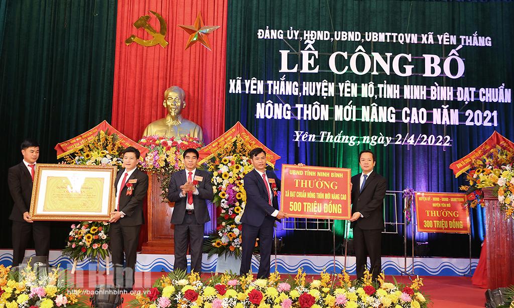 Yên Thắng đón Bằng công nhận xã đạt chuẩn Nông thôn mới nâng cao