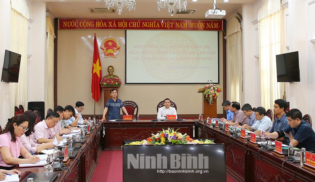 Đoàn công tác HĐQT Ngân hàng CSXH Việt Nam làm việc tại Ninh Bình