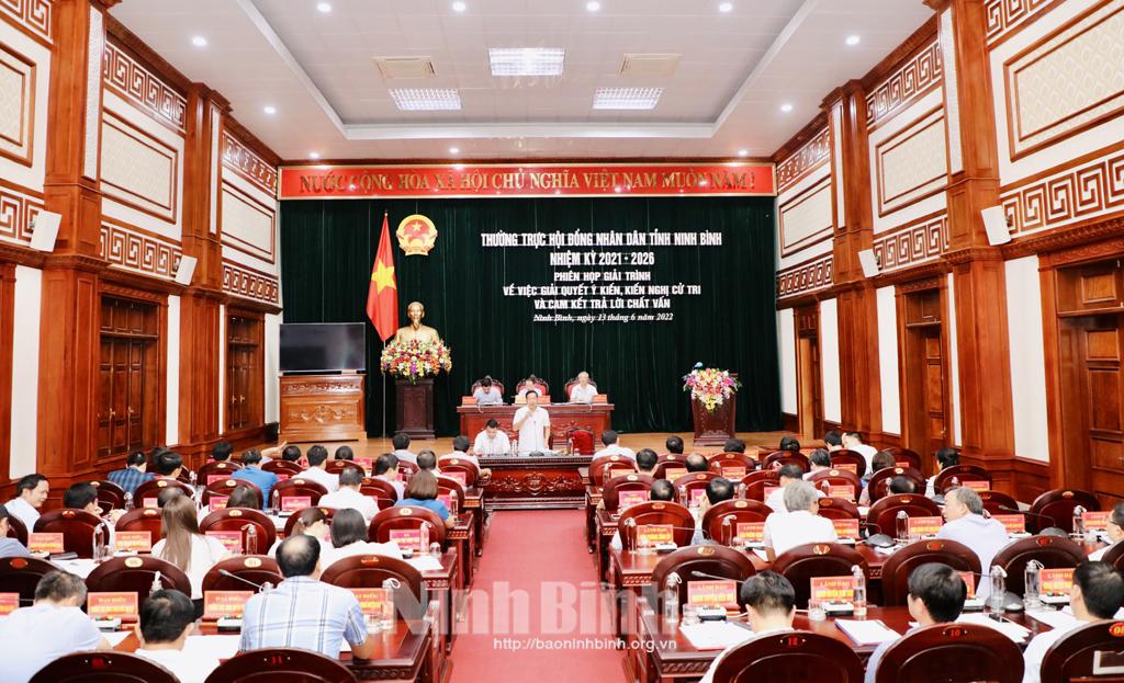 Thường trực HĐND tỉnh tổ chức phiên giải trình về việc giải quyết ý kiến, kiến nghị của cử tri và cam kết trả lời chất vấn