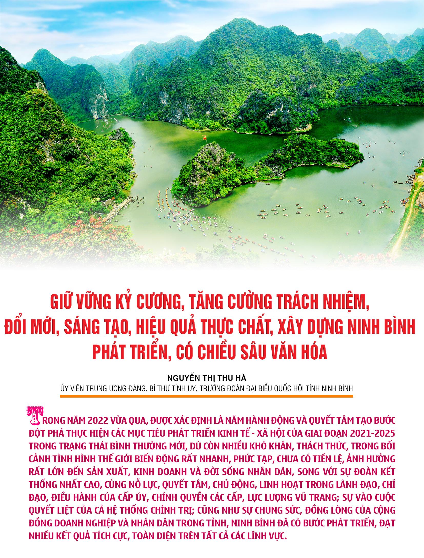 (Emagazine) - Giữ vững kỷ cương, tăng cường trách nhiệm, đổi mới, sáng tạo, hiệu quả thực chất, xây dựng Ninh Bình phát triển, có chiều sâu văn hóa