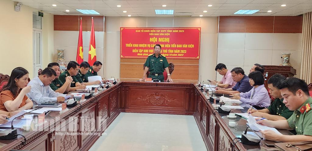 Tiểu ban văn kiện thuộc Ban tổ chức Diễn tập khu vực phòng thủ tỉnh triển khai nhiệm vụ