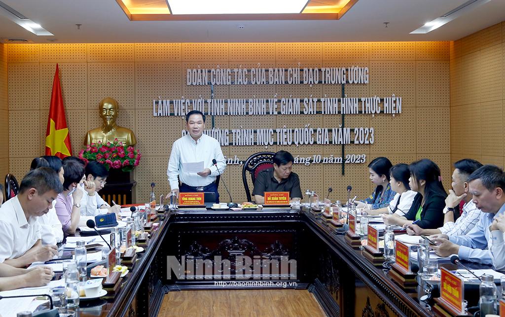 Đoàn giám sát thực hiện các Chương trình Mục tiêu quốc gia của Trung ương làm việc với UBND tỉnh