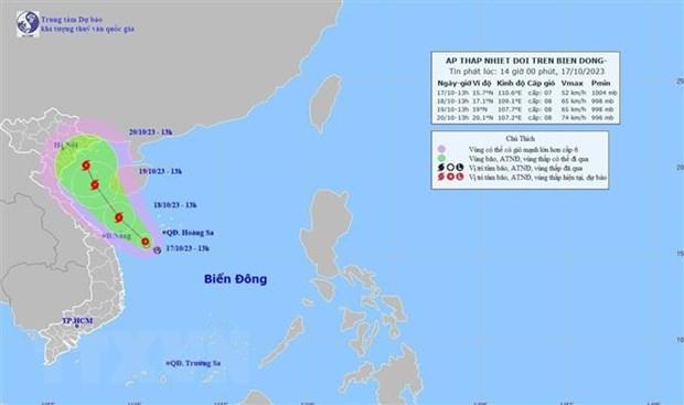 Áp thấp nhiệt đới đã mạnh lên thành bão số 5 trên vùng biển miền Trung