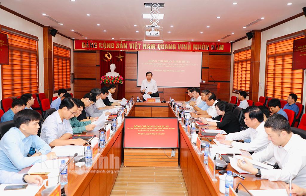 Đồng chí Bí thư Tỉnh ủy làm việc với Thường trực Huyện ủy Nho Quan