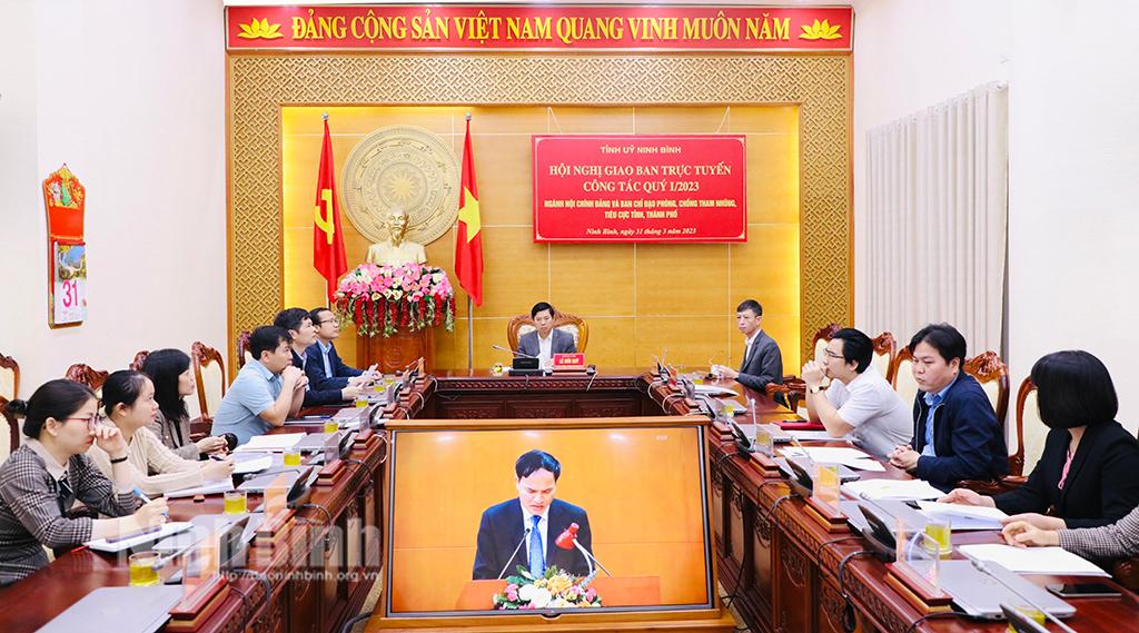 Giao ban trực tuyến ngành Nội chính Đảng và Ban Chỉ đạo phòng, chống tham nhũng, tiêu cực tỉnh, thành phố