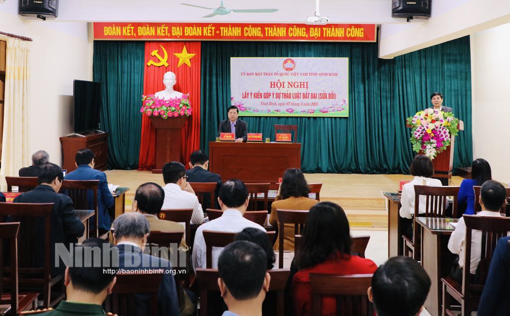 Ủy ban MTTQ Việt Nam tỉnh lấy ý kiến góp ý Dự thảo Luật Đất đai (sửa đổi)