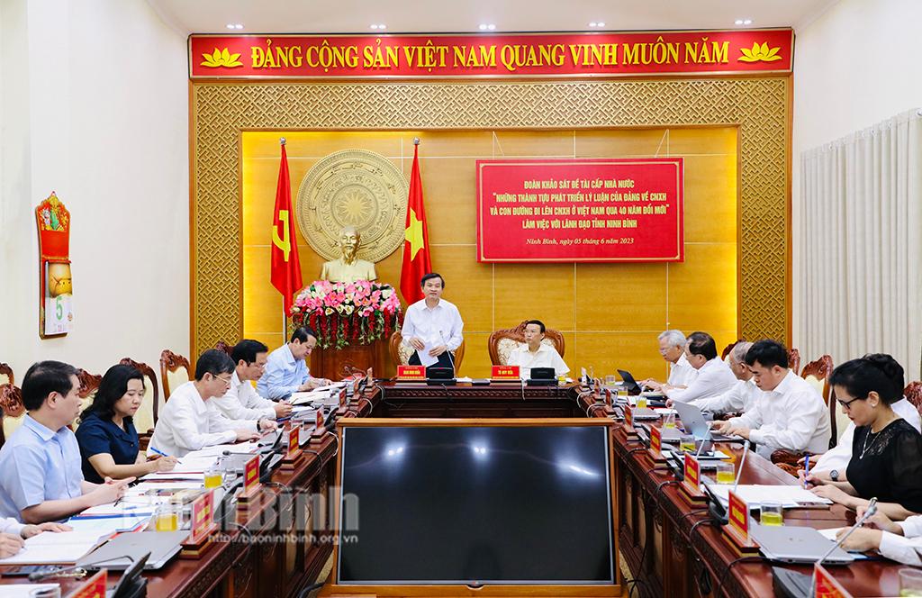 Lãnh đạo tỉnh tiếp và làm việc với Đoàn khảo sát đề tài cấp Nhà nước