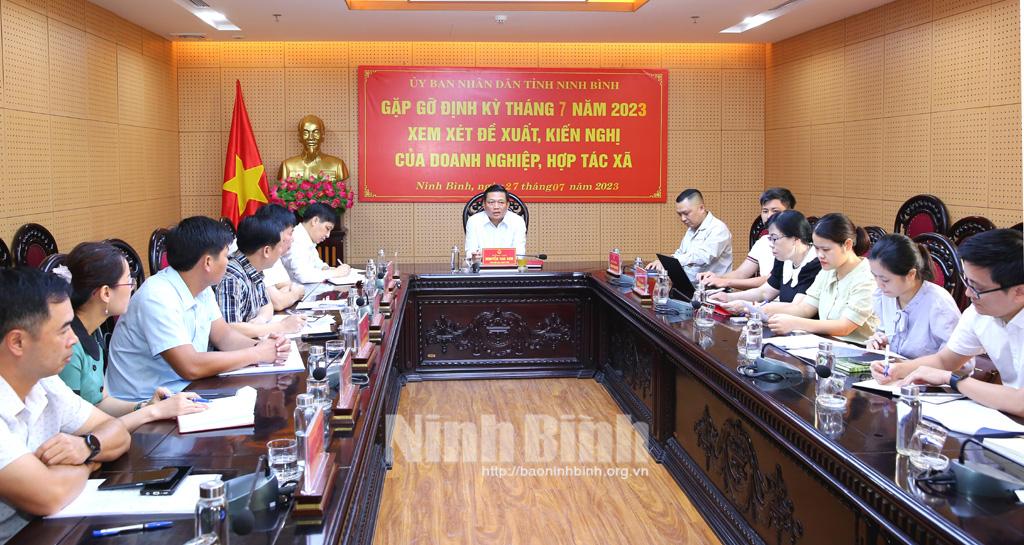 Lãnh đạo UBND tỉnh gặp gỡ doanh nghiệp, hợp tác xã định kỳ tháng 7
