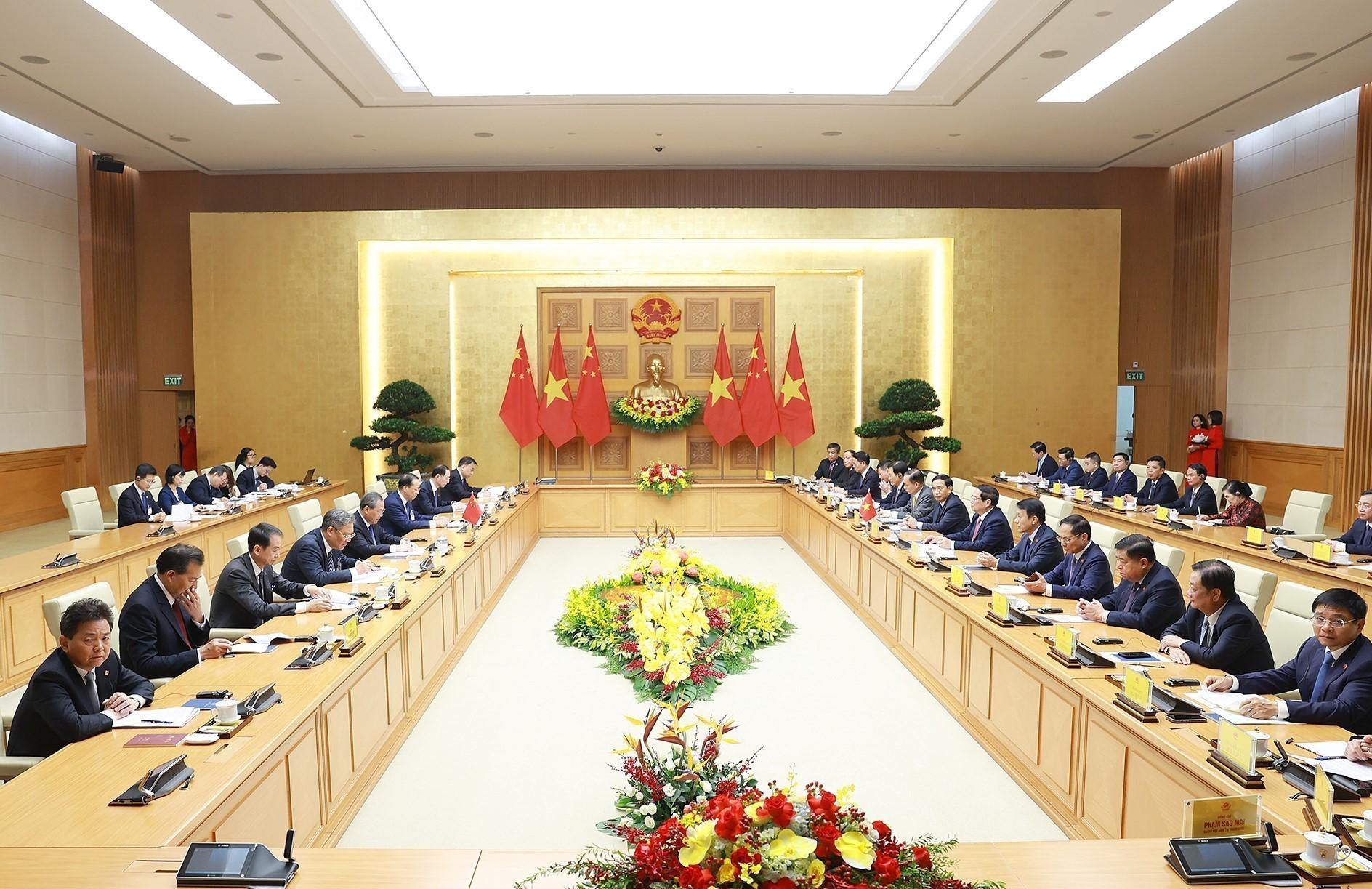 Thủ tướng Chính phủ Phạm Minh Chính hội đàm với Thủ tướng Quốc vụ viện Trung Quốc Lý Cường