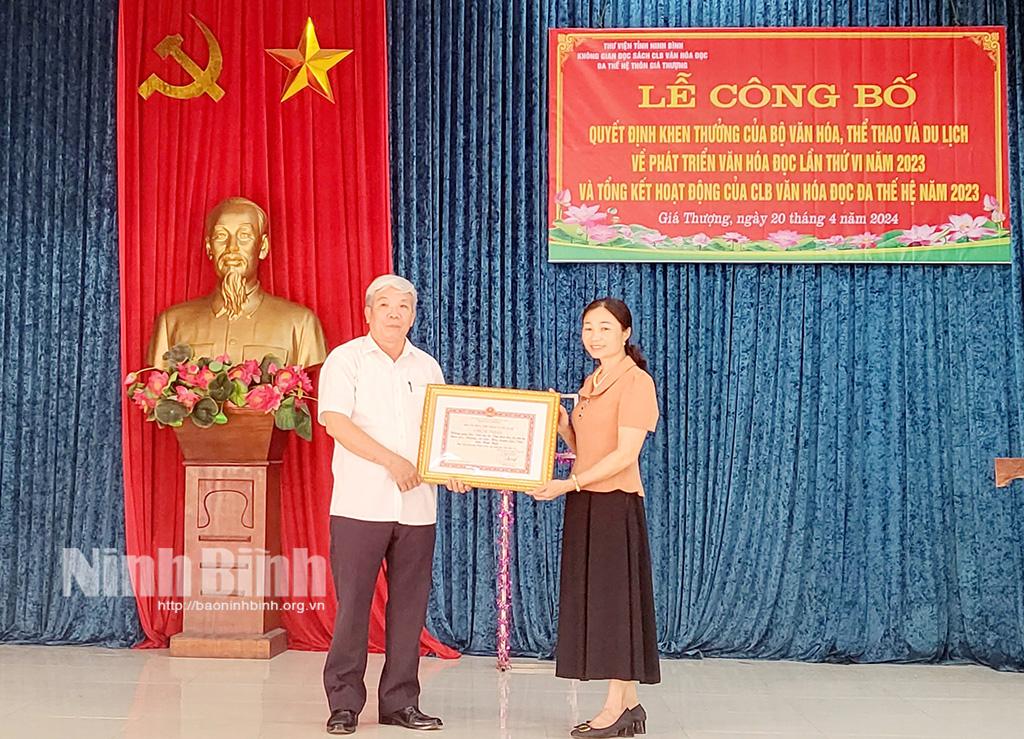Trao "Giải thưởng Phát triển văn hóa đọc" của Bộ Văn hóa, Thể thao và Du lịch cho thôn Giá Thượng