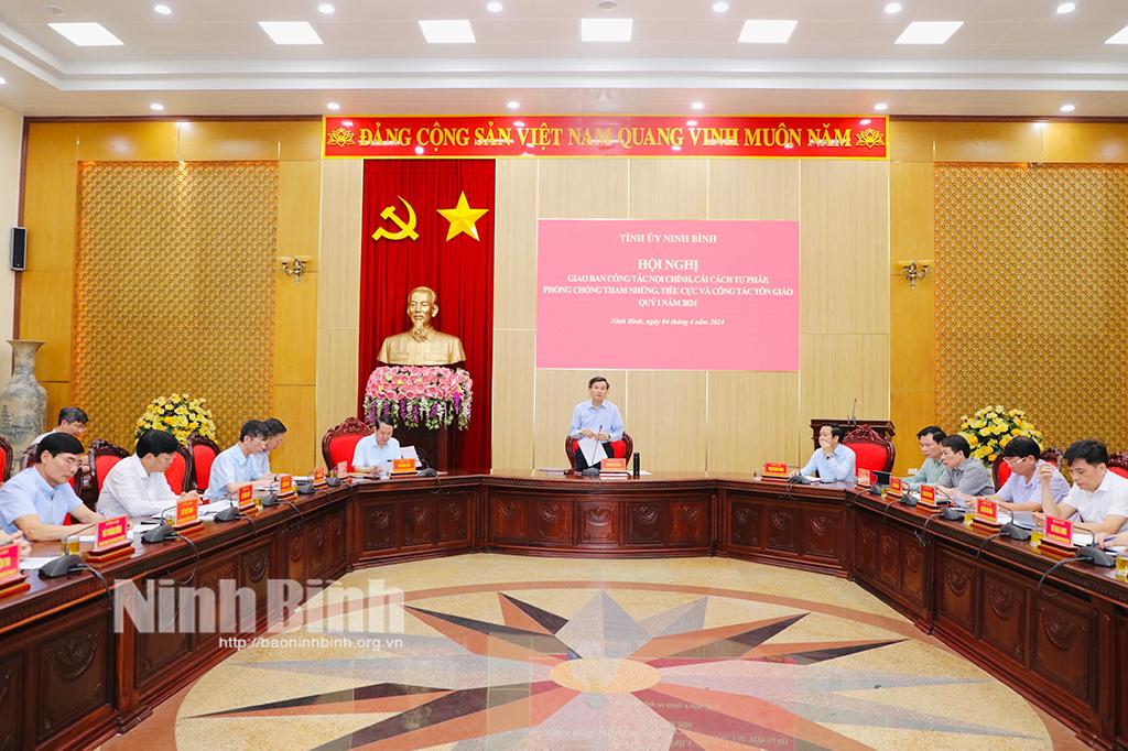 Giao ban công tác nội chính, cải cách tư pháp, phòng, chống tham nhũng, tiêu cực và công tác tôn giáo quý I