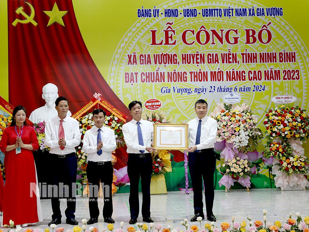 Xã Gia Vượng công bố đạt chuẩn nông thôn mới nâng cao năm 2023