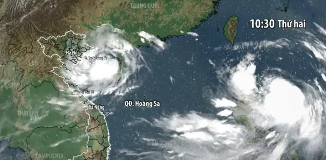 Bão số 2 đổ bộ trực tiếp vào khu vực vịnh Bắc Bộ