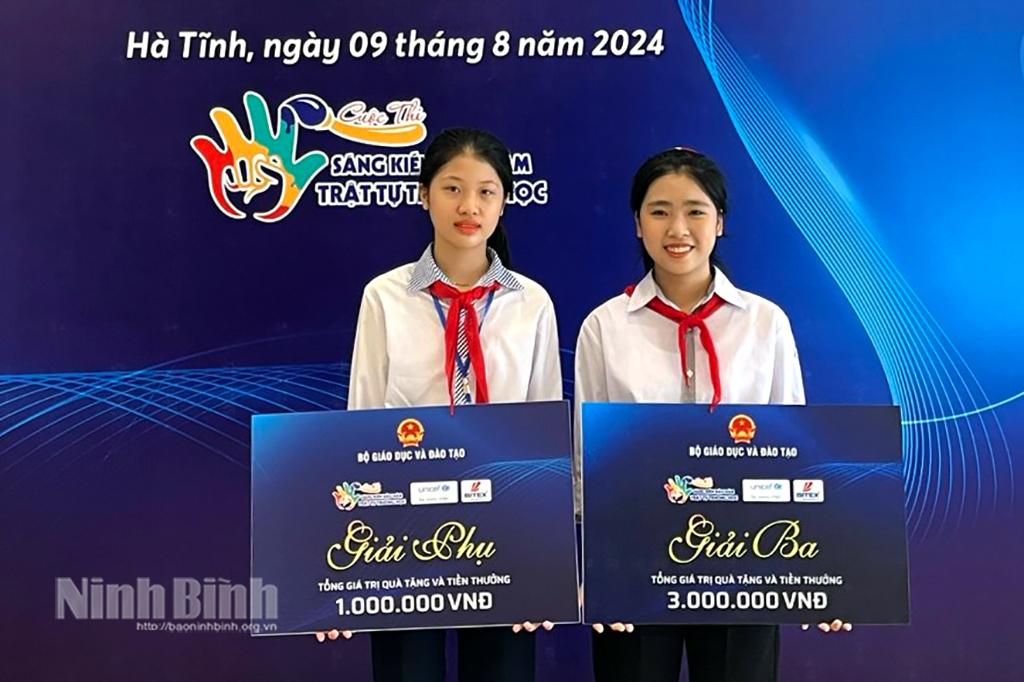 2 học sinh Ninh Bình đoạt giải toàn quốc Cuộc thi "Sáng kiến bảo đảm trật tự trường học về phòng ngừa bạo lực học đường và lao động trẻ em"