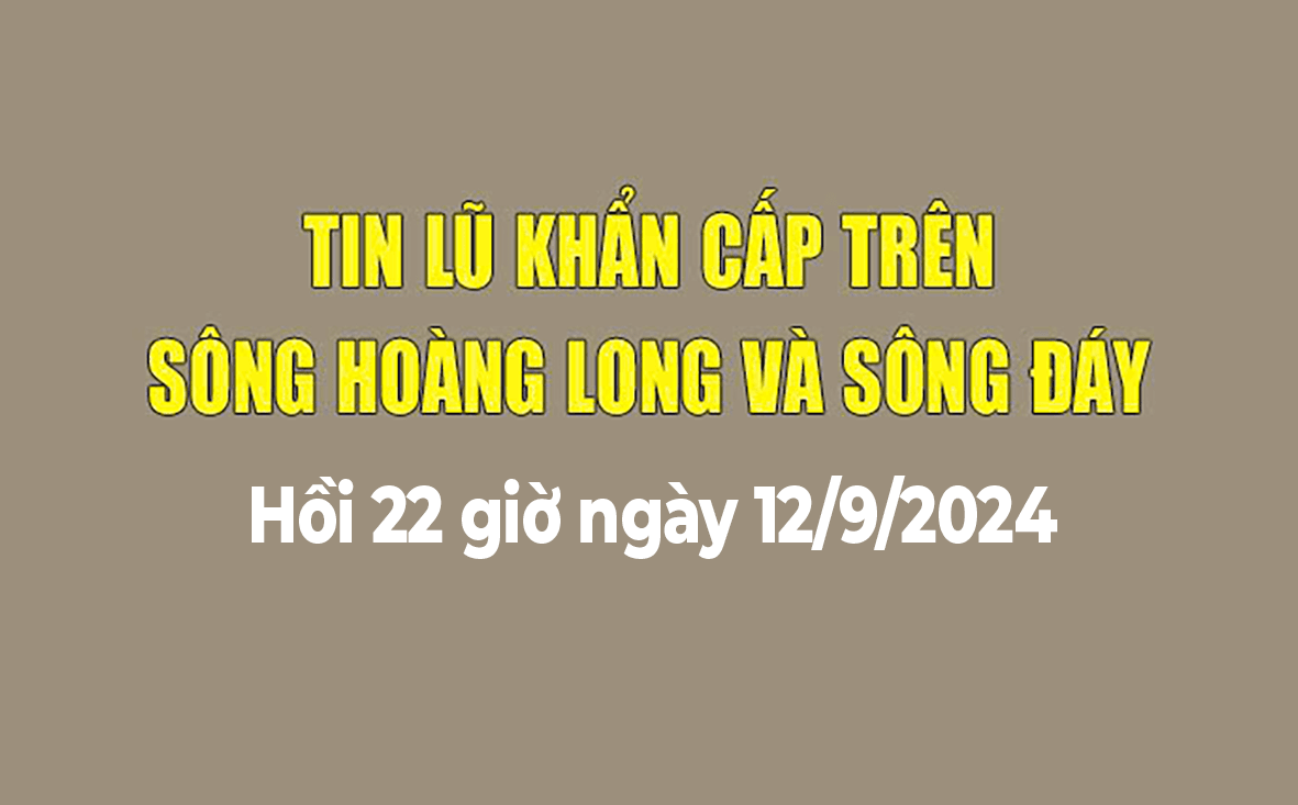 Tin lũ khẩn cấp trên sông Hoàng Long và sông Đáy (22h ngày 12/9/2024)